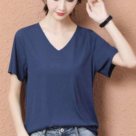 모노무드 여름티셔츠 골지 여름 브이넥 여성티셔츠 여성여