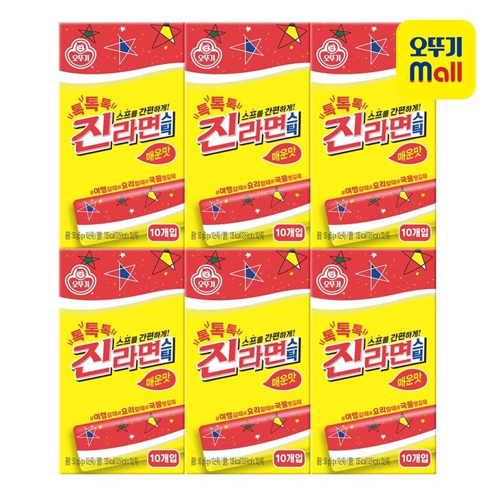 [오뚜기] 톡톡톡 진라면 스틱 매운맛(10T) 50g 6개