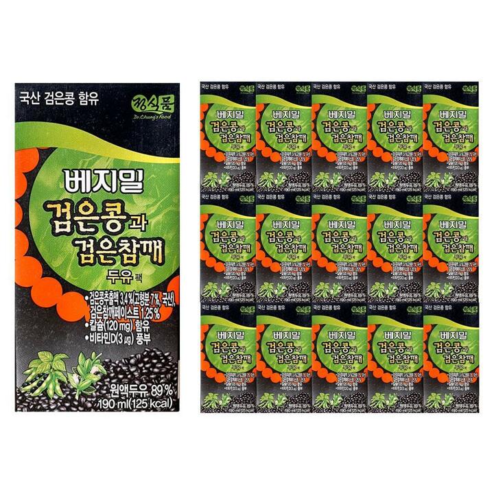 베지밀 검은콩과 검은참깨 두유 190ml 16팩