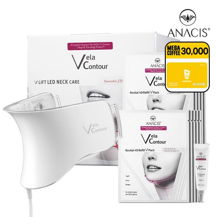 [구매시 메가커피 3만원권 증정][아나시스] 벨라컨투어 LED 넥케어 + VC리필팩2세트, VC퍼밍크림7g