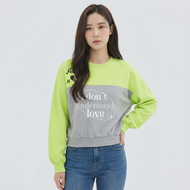 [반에이크] 투톤배색 맨투맨 티셔츠_VB32TSQ304Z