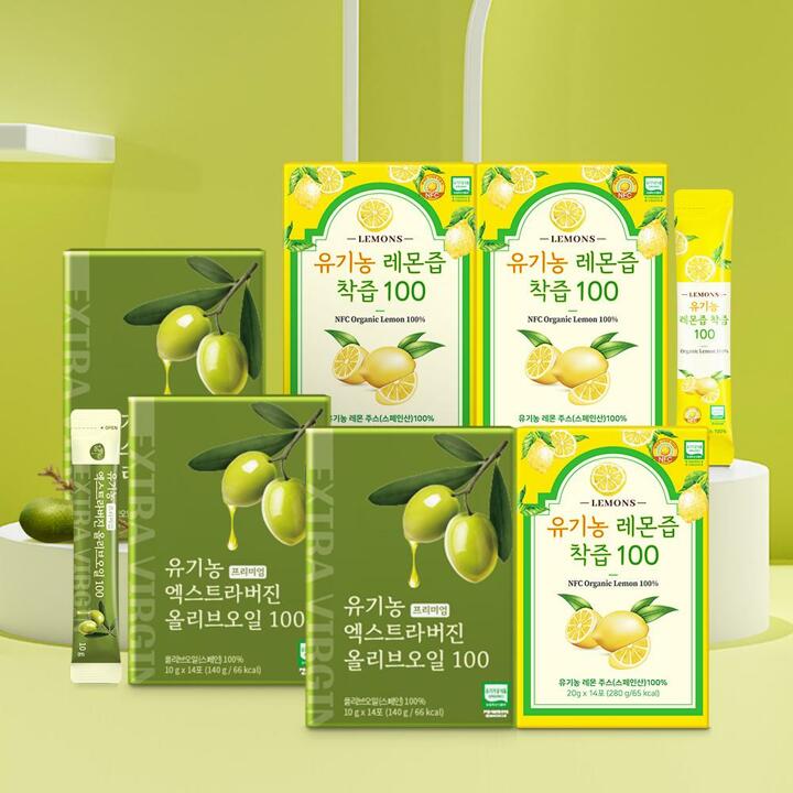[올바른 올레샷!]올바른 유기농 프리미엄 엑스트라버진 올리브오일 100 3박스(총 42포)+ 스페인산 유기농 레몬즙 14포 3박스(총42포)