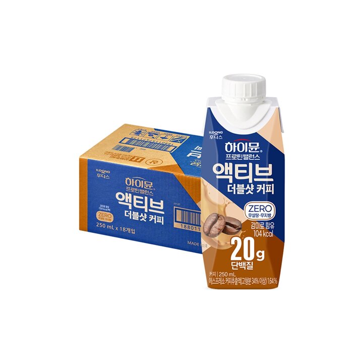 [S] 하이뮨 프로틴 밸런스 액티브 더블샷커피 ZERO 250ml 18입 1박스