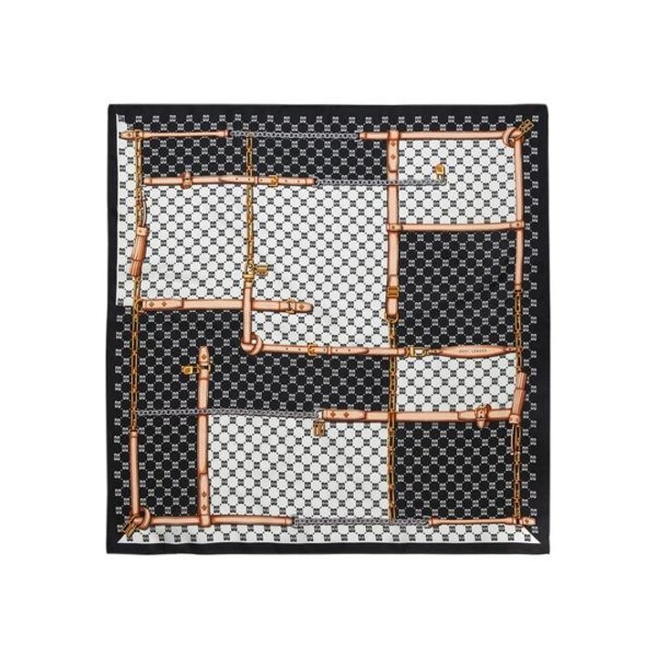 (신세계강남점)DCSC3E021 [SILK100퍼센트]블랙 DD패턴 스퀘어 실크스카프