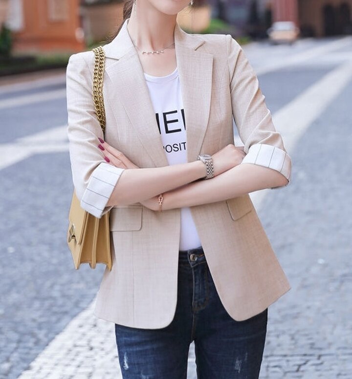7부롤업소매 싱글 자켓 C7972C