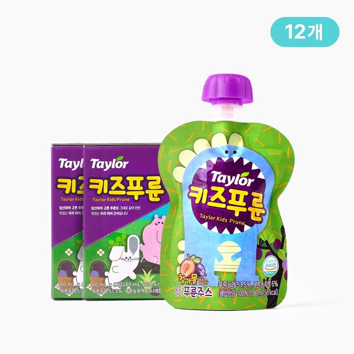 테일러푸룬 공식 어린이용 키즈 푸룬주스 80ml x 12팩