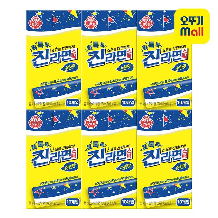 [본사직영] 오뚜기 톡톡톡 진라면 스틱 순한맛(10T) 50g 6개