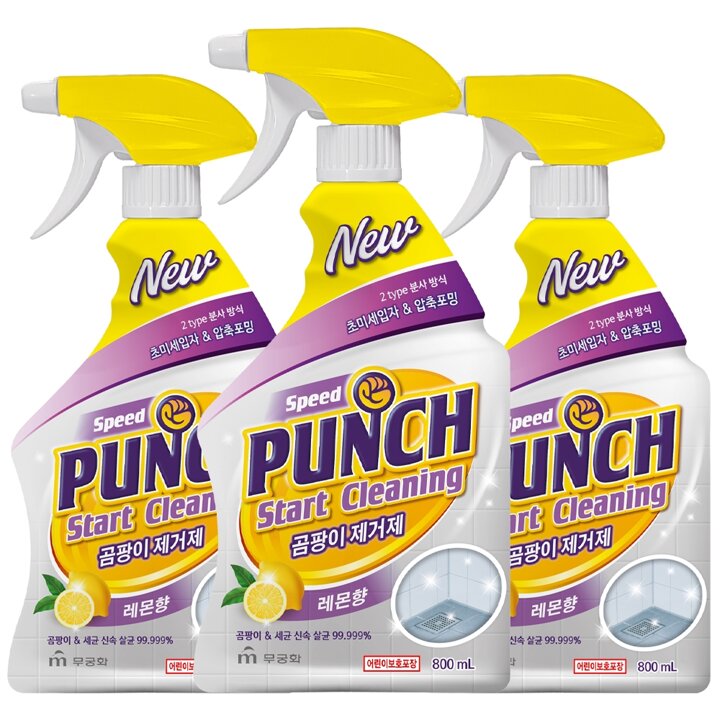 무궁화 스피드펀치 락스와 세제 세정제 800ml x 3개