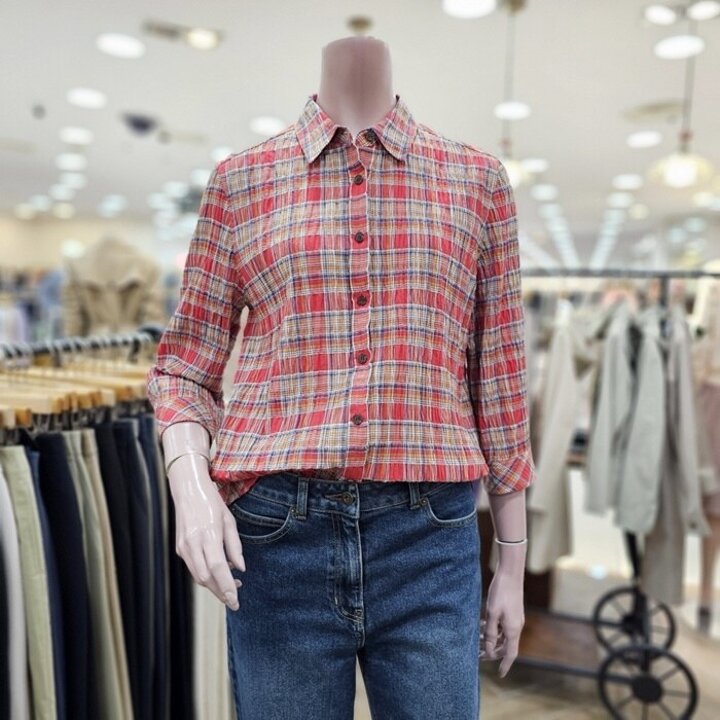 BCBG  t 몬트 체크 블라우스 B5B3B471DG
