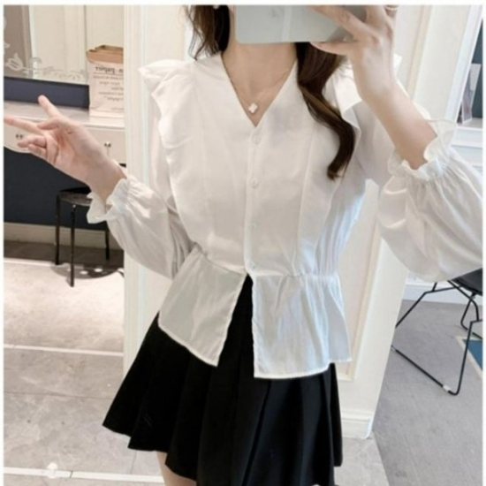 2Color 블라우스 슬리밍 러플19650660667501