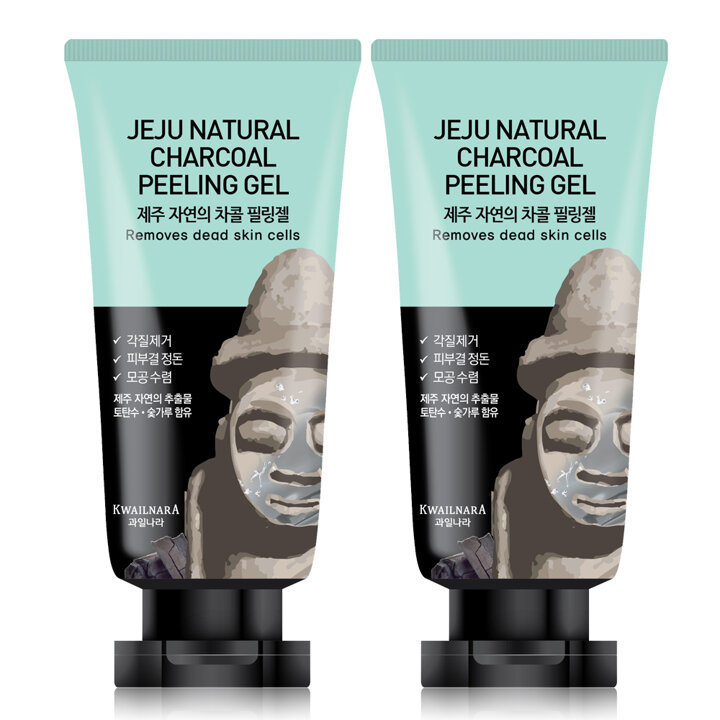 과일나라 제주 자연의 차콜 필링젤 120ml 2개 저자극 얼굴 각질제거 스크럽 필링
