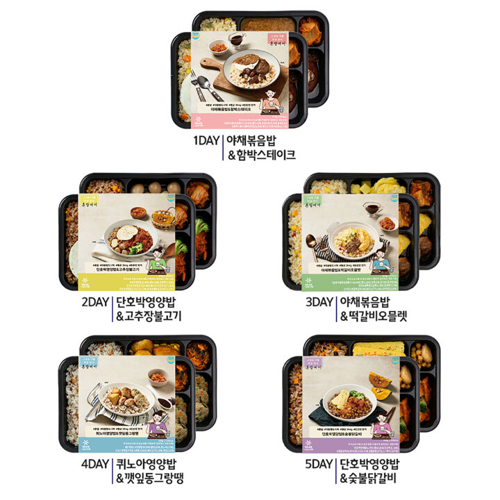 [혼밥데이]양많은 도시락 5종세트x2 총10팩 아침 점심 건강식 다이어트 간편식사 한끼 냉동밥 배달