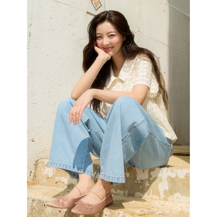 (광주신세계)핀턱 포인트 벨티드 와이드 데님 팬츠 OJ5ML272