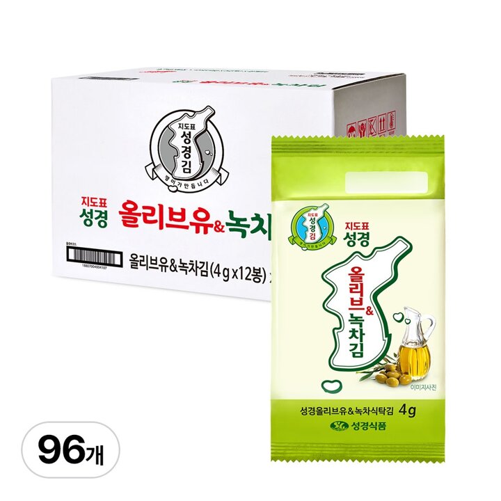 [G] 지도표성경김 올리브녹차 식탁김 4g 12봉 x 8개 (총 96봉)