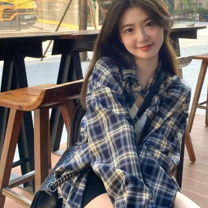 [옷자락] 여성 오버사이즈 체크 긴소매 캐주얼 셔츠