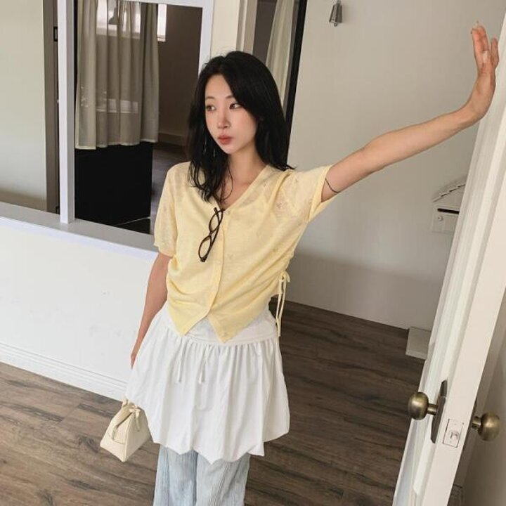 아트박스/신상오픈런 여성 독특한 짜임 뜨개질 브이넥 긴팔 가디건