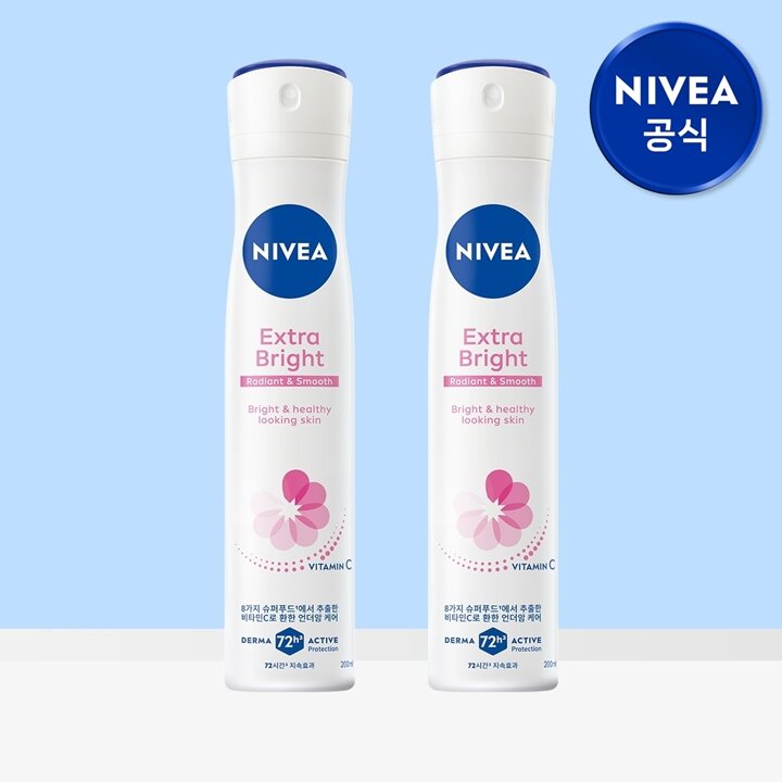 니베아 데오드란트 스프레이 엑스트라 브라이트 200ml 2개