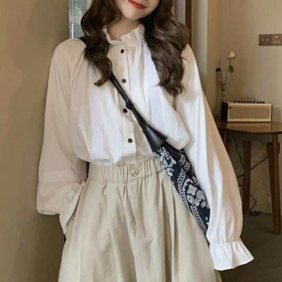 미으 데일리 프릴넥 소매프릴 레이스 자수 빅카라