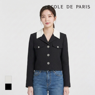 [에꼴드파리/드라로얄] 배색카라 크롭 자켓_RB34WJCM35Z