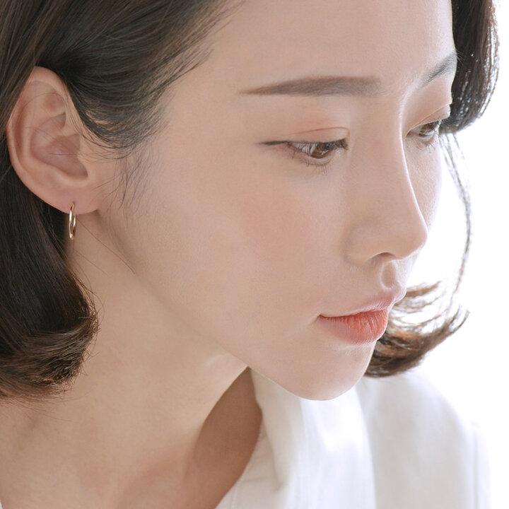 14K 골드 필드 16mm 베이직 파이프 링 데일리 후프 귀걸이