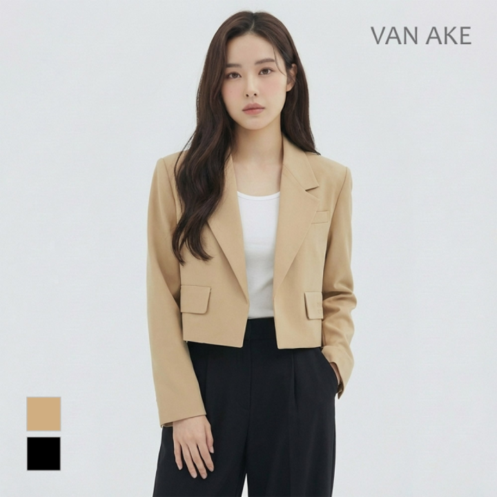 [반에이크] 포켓레터링 크롭자켓_VB33JKUD02Z