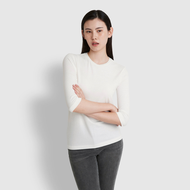 [JAJU/자주] 여 소프트 5부 티셔츠_화이트