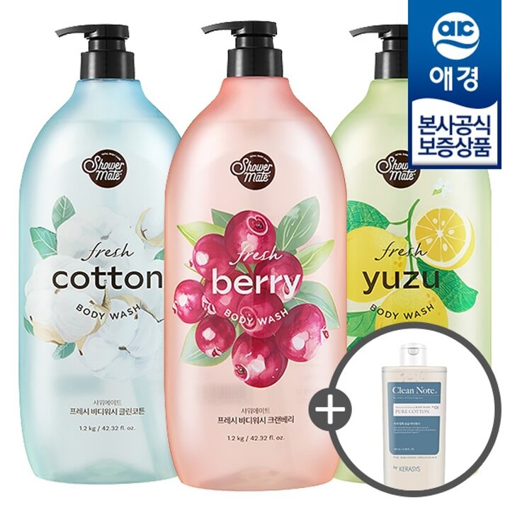 [애경] 샤워메이트 프레시 바디워시 1.2kg x3개+바디워시 180ml 증정