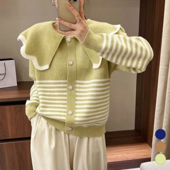 깔끔 외출복 빅카라 물결 단가라 니트 가디건20338130667501