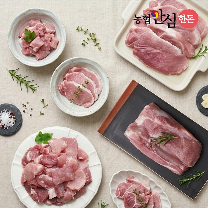 [농협안심한돈][냉장] 국내산 돼지 앞다리살 500g 구이 수육 보쌈 제육 불고기 찌개