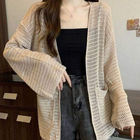 데일리 여자 여름 가디건 리조트 여성 시스루 가디건 간절기 휴가