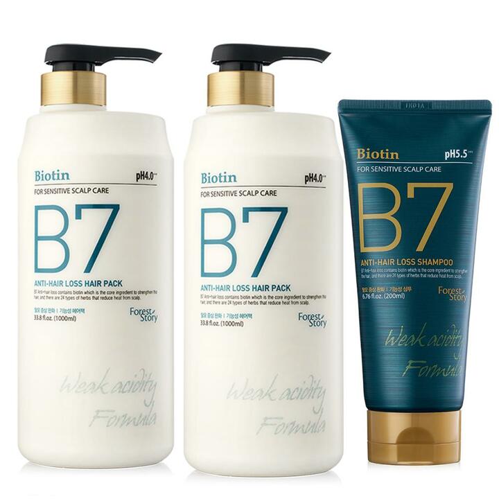 B7 안티헤어로스 약산성 탈모 헤어팩 1000ml 2개+탈모샴푸 200ml