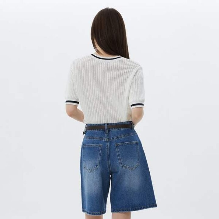 (신세계센텀점)라인배색 장식 반팔니트 AS2KH466