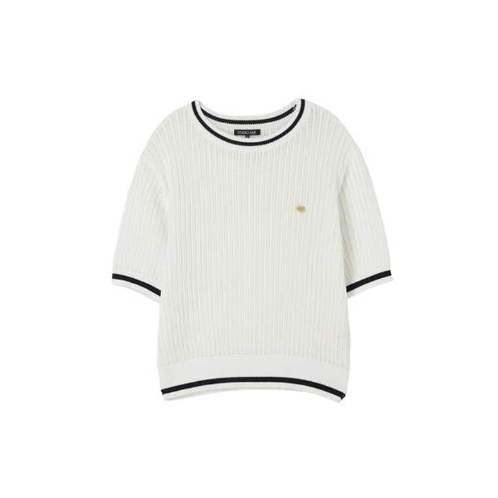 (신세계센텀점)라인배색 장식 반팔니트 AS2KH466