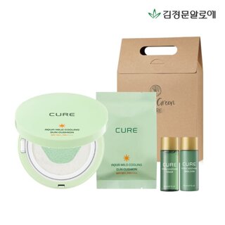 [김정문알로에] 큐어 아쿠아 마일드 선쿠션 리필 기획세트(선쿠션 1개+리필1개+기초미니세트 추가증정)