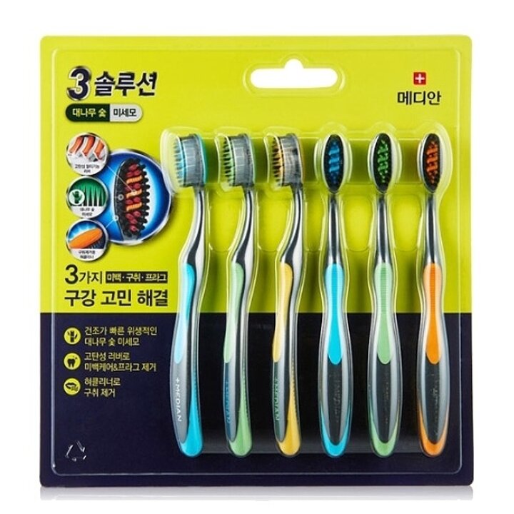 메디안 트리플 솔루션 칫솔 미세모 6입14573487587943