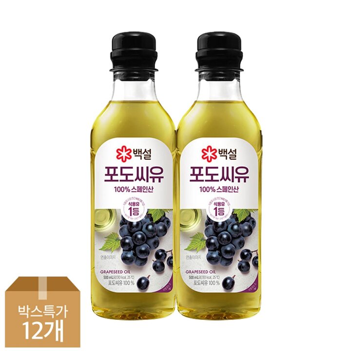 CJ 백설 포도씨유 500ml x12개
