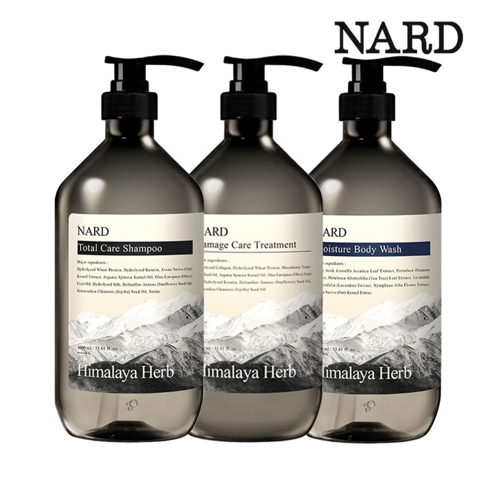 히말라야 허브 나드 시그니처향 1000ml 3종(샴푸+트리트먼트 +바디워시)