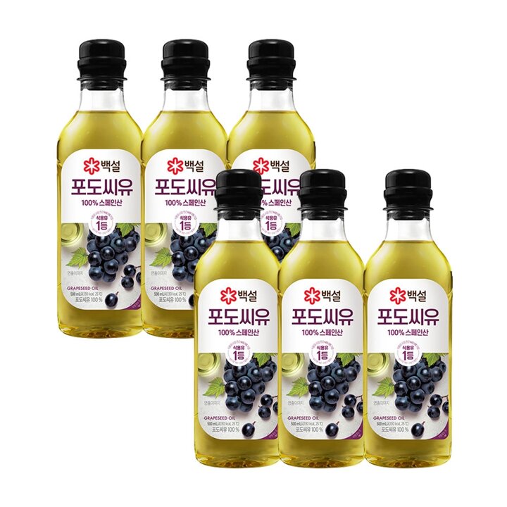 CJ 백설 포도씨유 500ml x6개