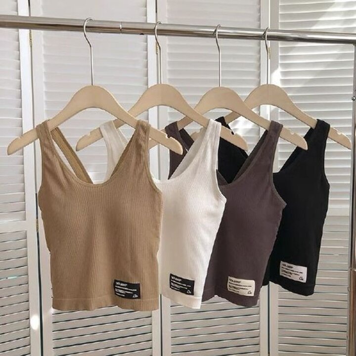 (이거찜) 크롭 패드 민소매티 캡나시