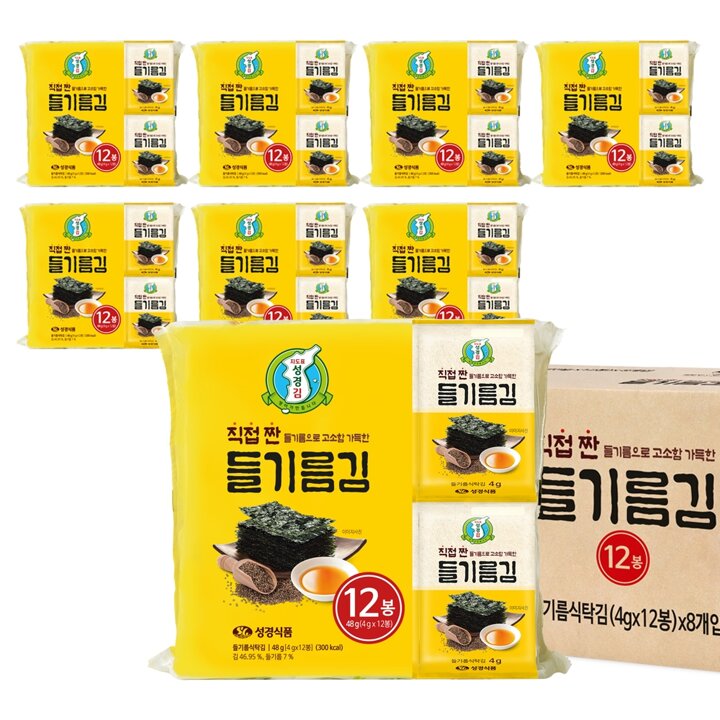 [G] [성경김본사] 들기름 식탁김 4g 12봉 x 8개 (총 96봉)