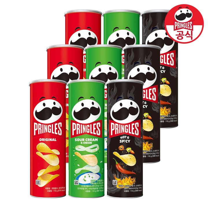 프링글스 110g x 9개 (오리지날3/양파맛3/매운맛3)