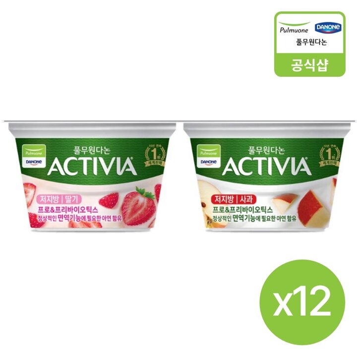 [풀무원다논] 액티비아 컵(150g) 딸기 12EA+사과 12EA