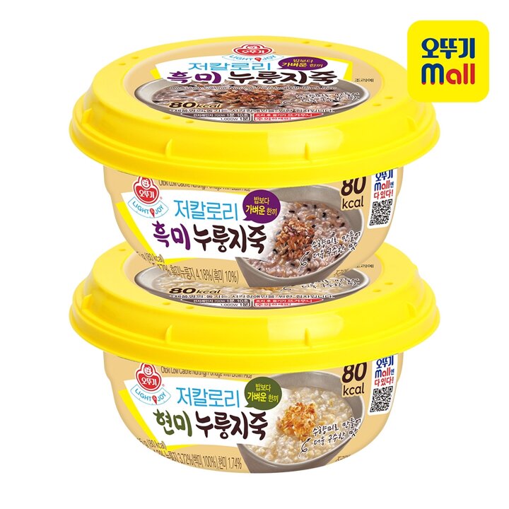[본사직영] 오뚜기 LightJoy 저칼로리 현미/흑미누룽지죽 용기죽 6개 골라담기