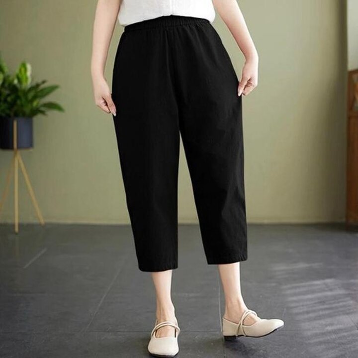 여성여름밴딩고무줄7부와이드팬츠마바지린넨
