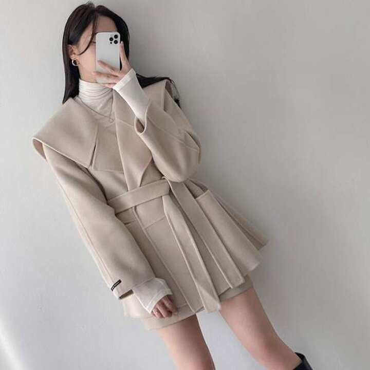 빅카라 모직 착용감 좋은 러블리 하프 코트 루즈핏코트 겨울코트
