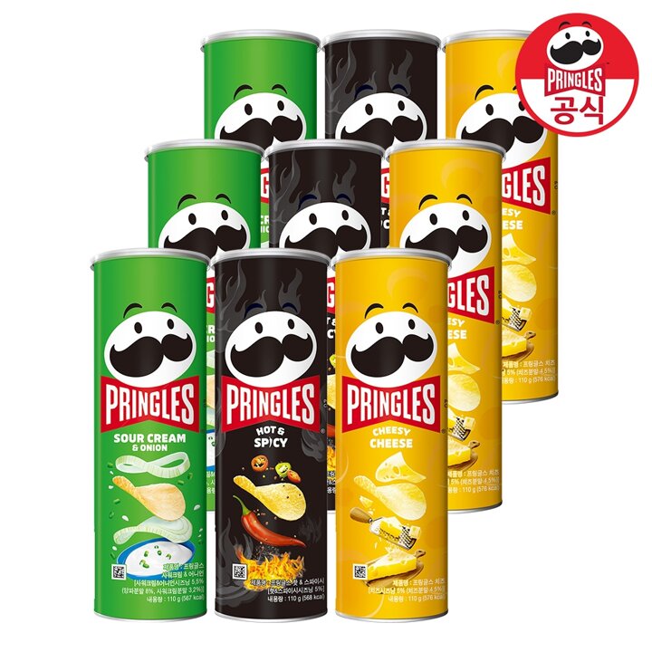 프링글스 110g x 9개 (양파맛3/매운맛3/치즈맛3)