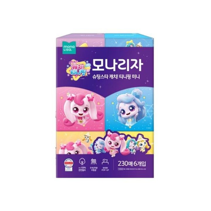 모나리자 티니핑 미니 미용 각티슈 230매 6입 x 1팩[35307201]