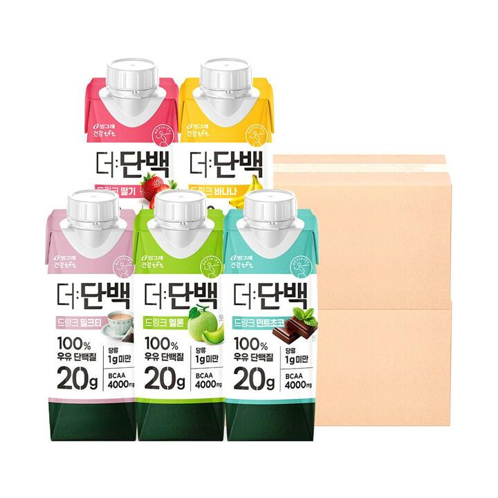 [G]빙그레 더단백 드링크 딸기/바나나/밀크티/멜론/민트초코 250ml 36팩