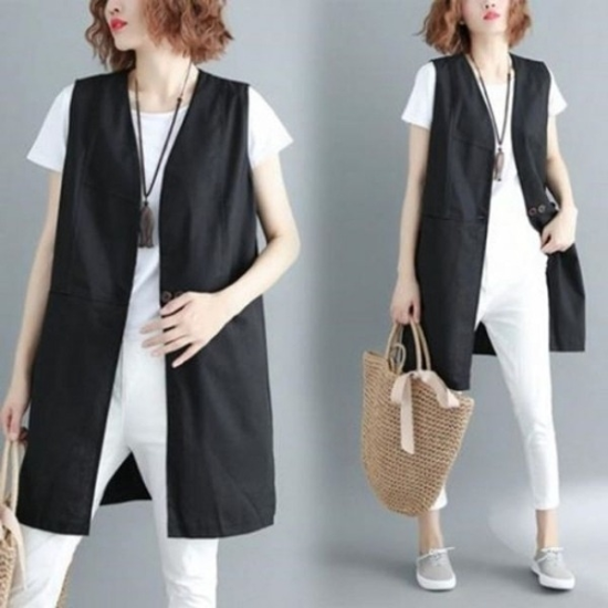 Vest 노카라 마조끼 F70430 롱조끼 여름조끼 베스트19792223667501