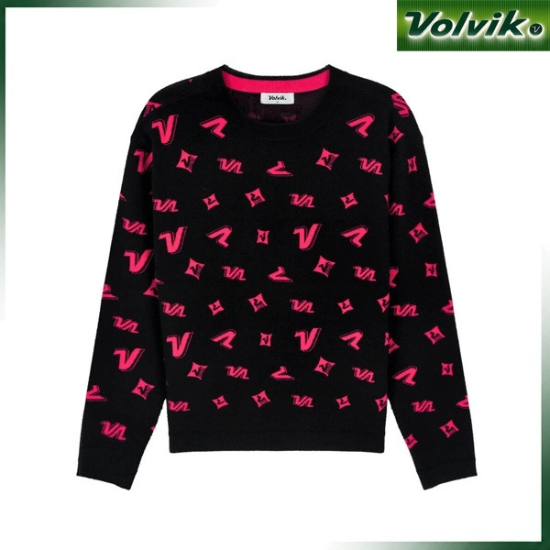 볼빅[Volvik]세일. 여성 로고 패턴 라운드 풀오버 VLKTQ903BKDG